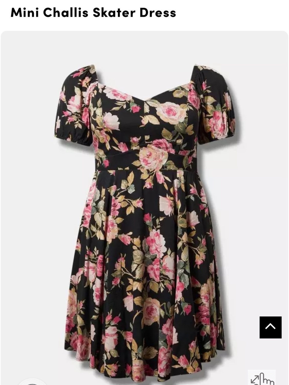 torrid Black Mini Skater Dress with Pink Floral Print